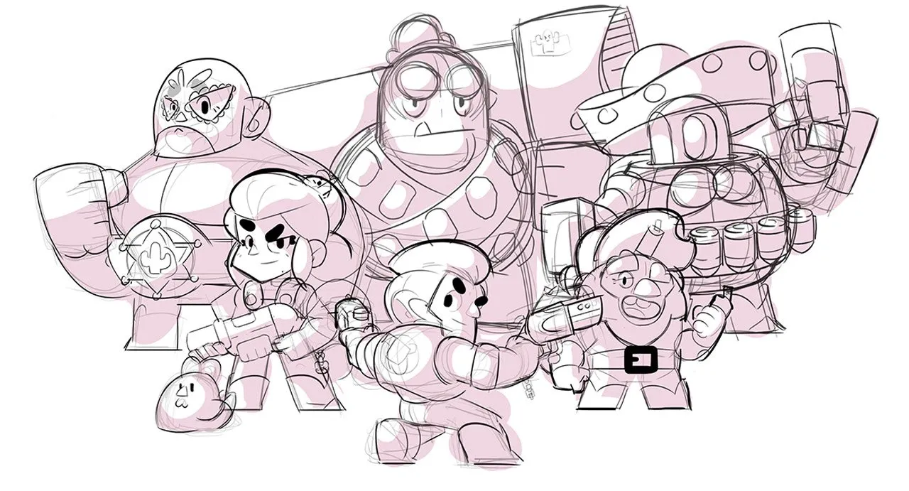 Veja Como Eram Os Brawlers Durante O Processo De Criacao Do Jogo Brawl Stars Dicas - desenho para colorido de brawl stars do buul