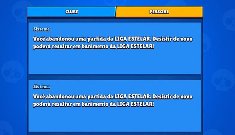 Você abandonou uma partida da Liga Estelar - Banimento Brawl Stars