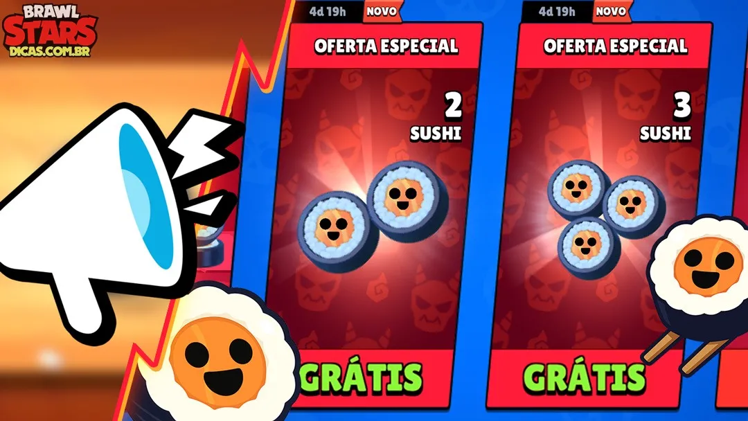 5x Sushis Grátis no Brawl Stars