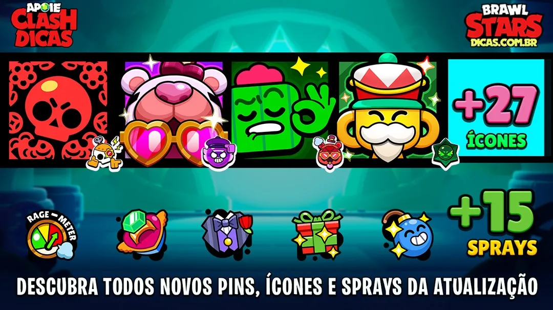 Reações, Ícones e Sprays da atualização de Dezembro do Brawl Stars