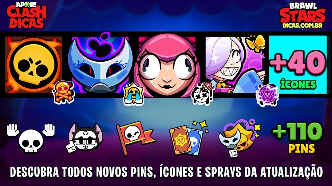 +40 Ícones, +40 Sprays e +100 Reações Novas no Brawl Stars — Update Fev/2026!