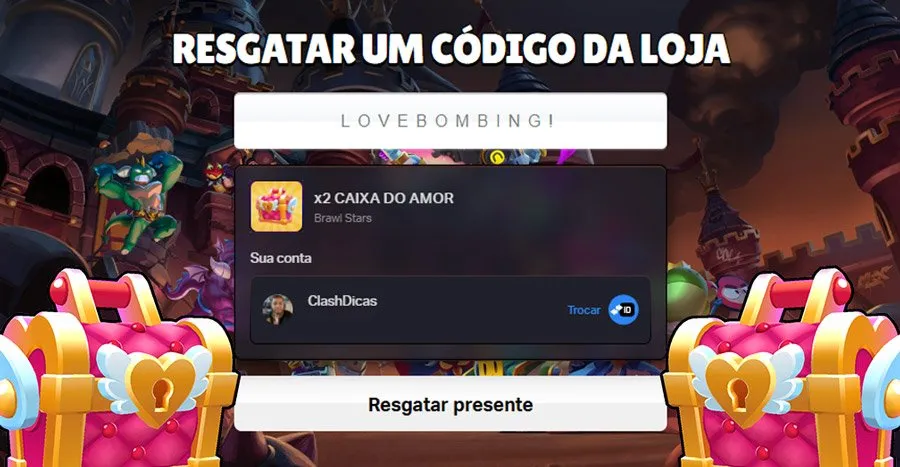 Código LOVEBOMBING! libera 2x Caixas exclusivas Grátis Como Resgatar Caixas do Amor Grátis com Código LOVEBOMBING!