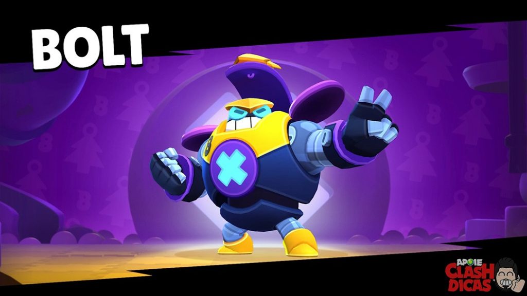 Bolt no Brawl Stars com visual de brinquedo bélico e foco em velocidade