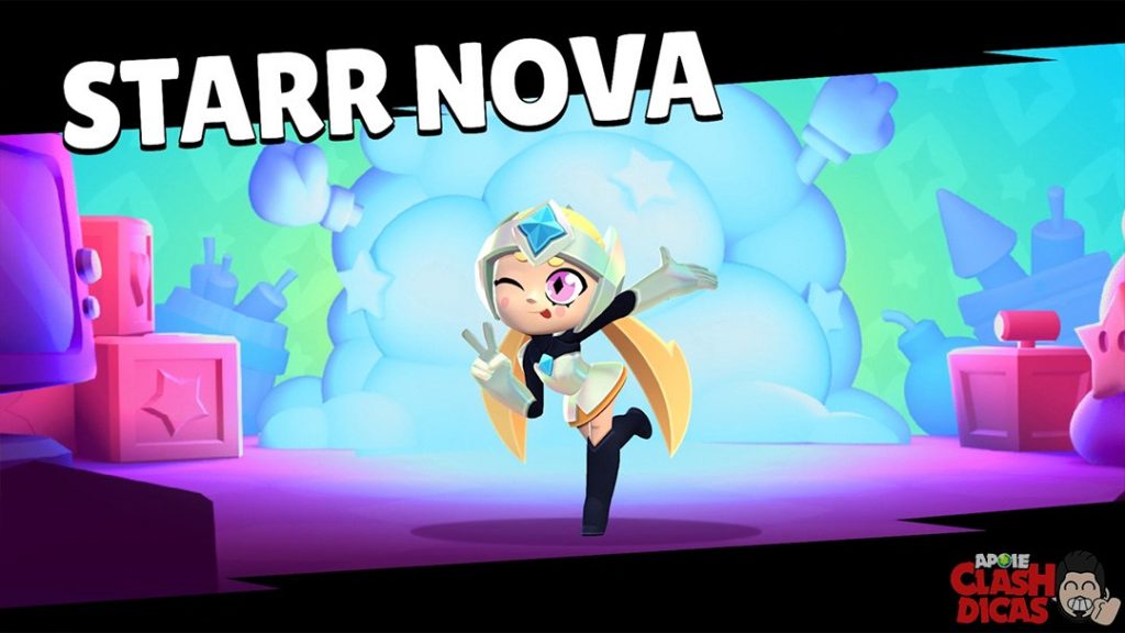 Starr Nova no Brawl Stars com visual inspirado em anime e espada em combate