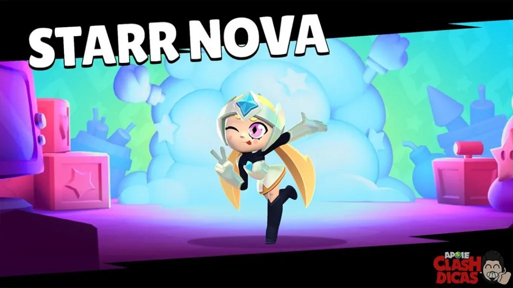 Starr Nova, nova brawler do Brawl Stars Starr Nova no Brawl Stars com visual inspirado em anime e espada em combate