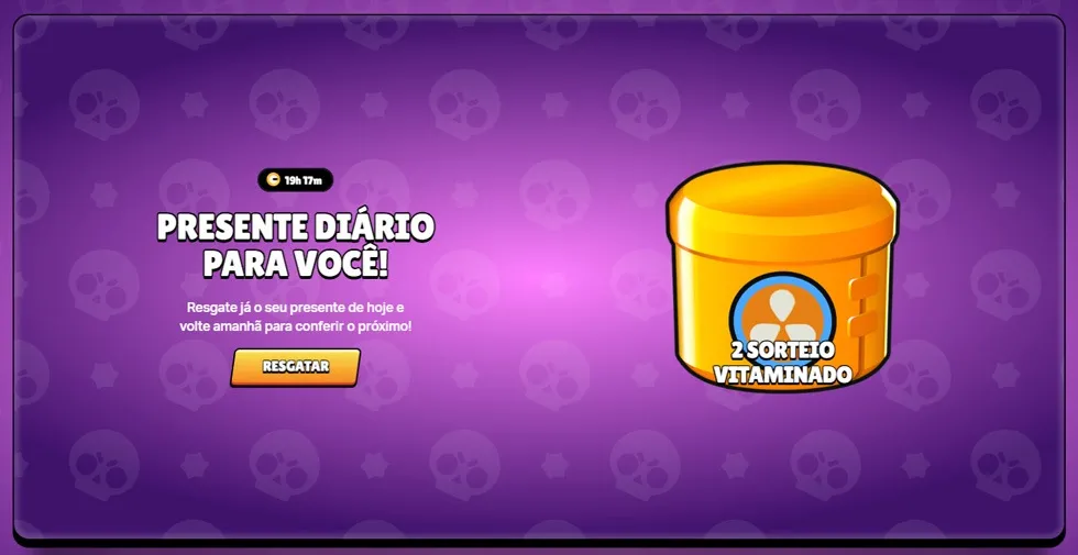 2 Sorteios Vitaminados grátis na Supercell Store 2 Sorteios Vitaminados grátis no presente diário do Brawl Stars