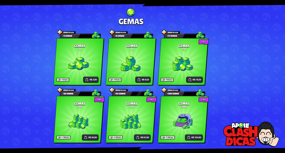 Pacotes de gemas com preços reduzidos no Brawl Stars para jogadores do Brasil